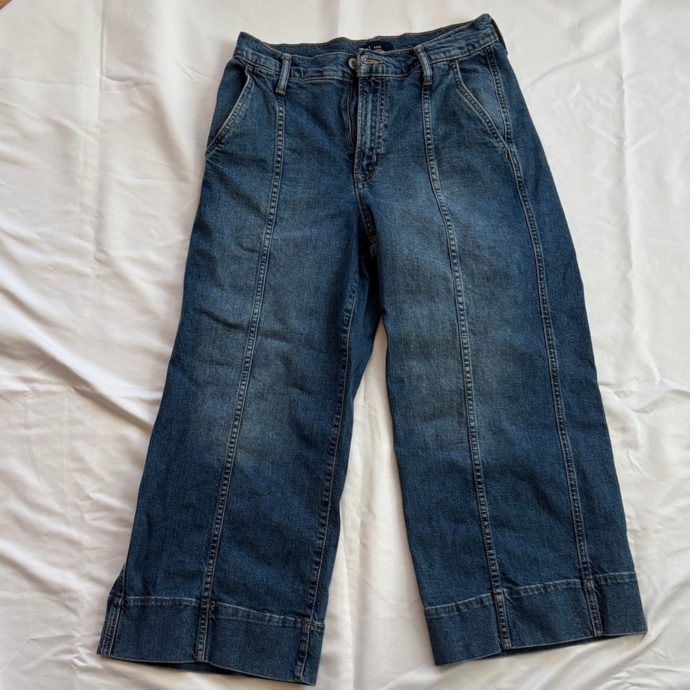 GAP High-Rise Wide-Leg Crop Jeans - Classic Blue